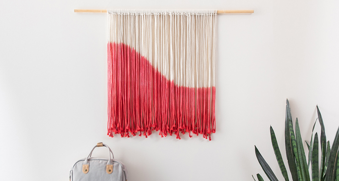 Dip Dyed Macramé Wall Hanging by Rit Dye